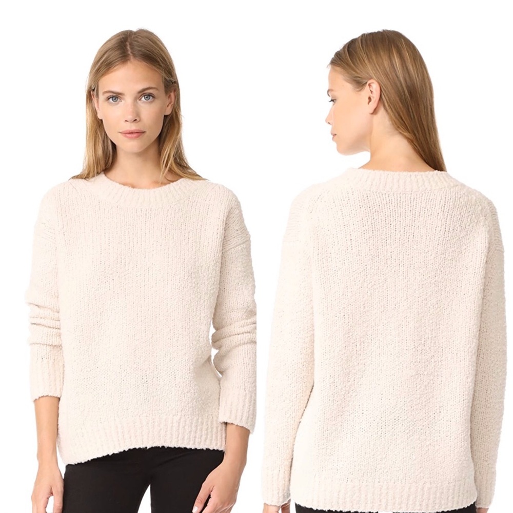 Vince textured wool pullover in off white S